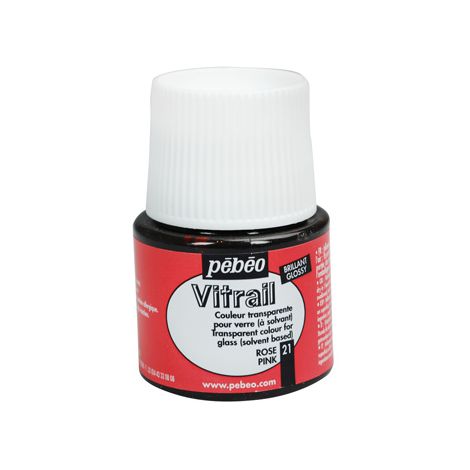 Farba witrażowa do szkła Pebeo Vitrail 45ml, Różowa/21 Pink transparentna